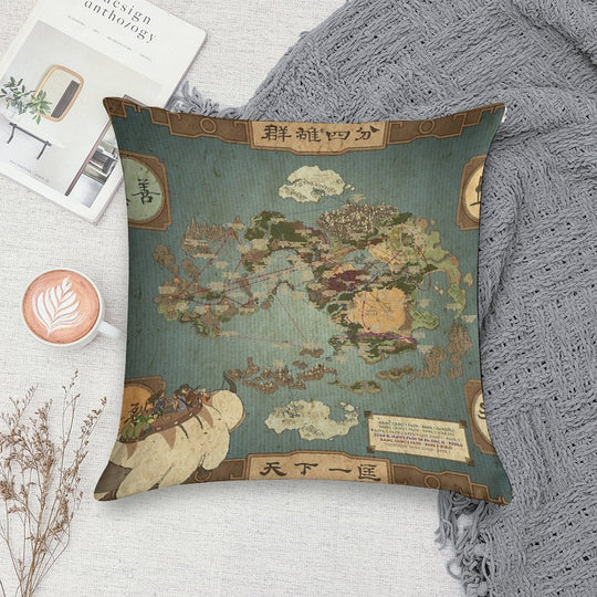 Avatar The Last Airbender Map Soft High-Density Material Throw Pillow