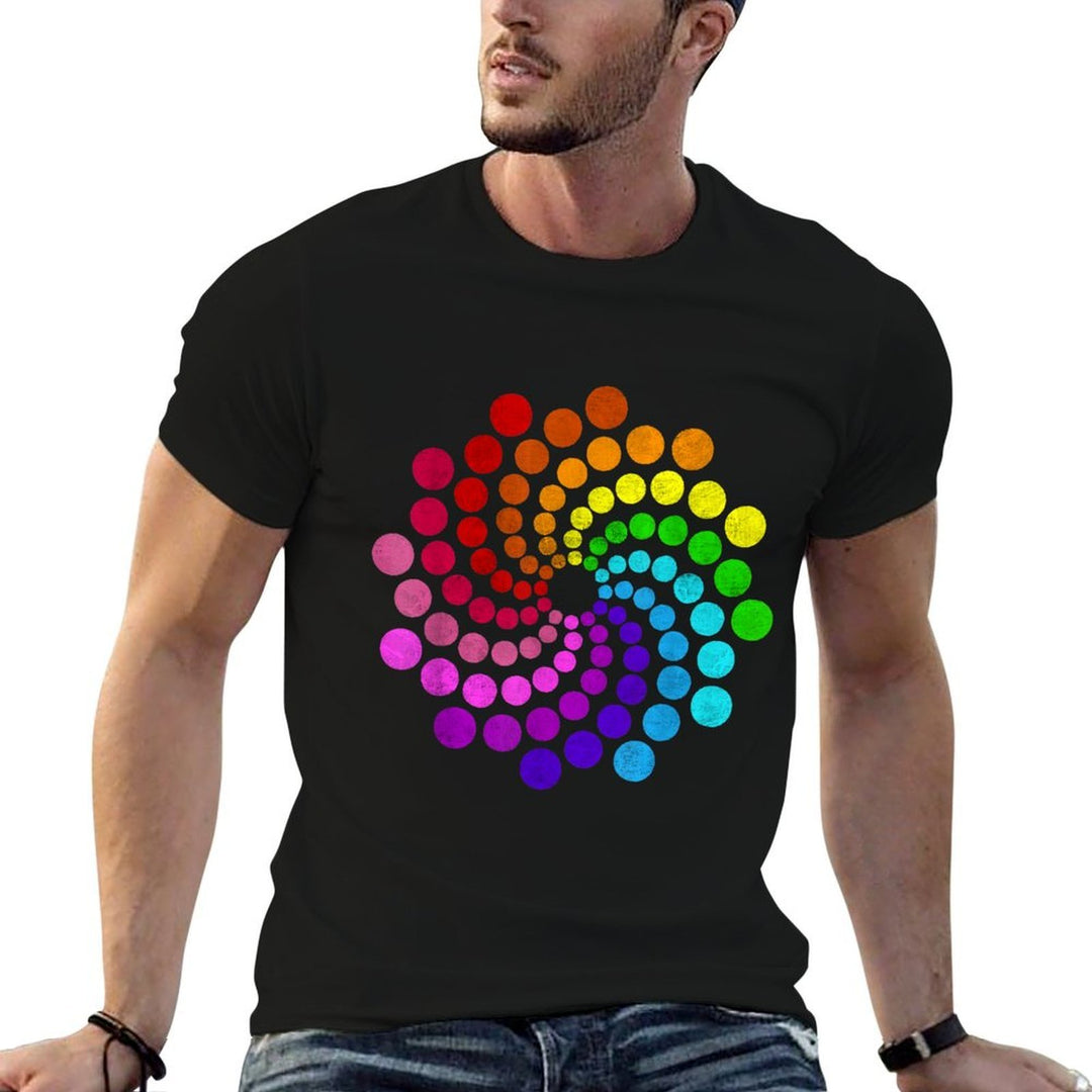 Polka Dot Spiral Dot Day Colorful Rainbow Dots Cute Art  Polyester Blend T-Shirt