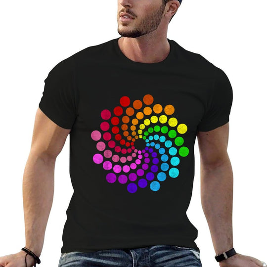 Polka Dot Spiral Dot Day Colorful Rainbow Dots Cute Art  Polyester Blend T-Shirt