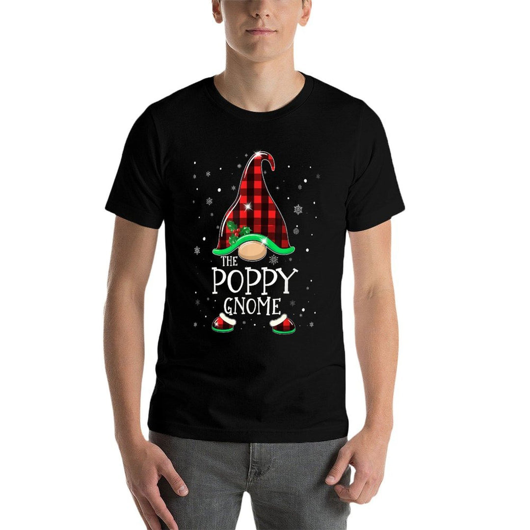 Funny POPPY Gnome Buffalo Plaid Matching Christmas Xmas  Wrinkle-resistant T-Shirt