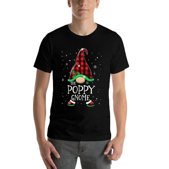 Funny POPPY Gnome Buffalo Plaid Matching Christmas Xmas  Wrinkle-resistant T-Shirt