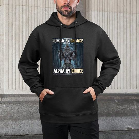 Human By Chance Alpha By Choice Funny Werewolf Wolf Meme Relaxed Fit Hoodie