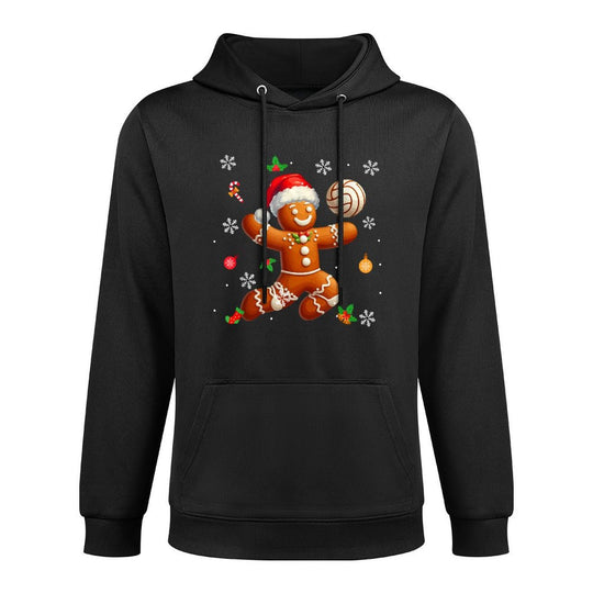 Gingerbread Playing Volleyball Christmas Player Kids Family Easy Care Hoodie
