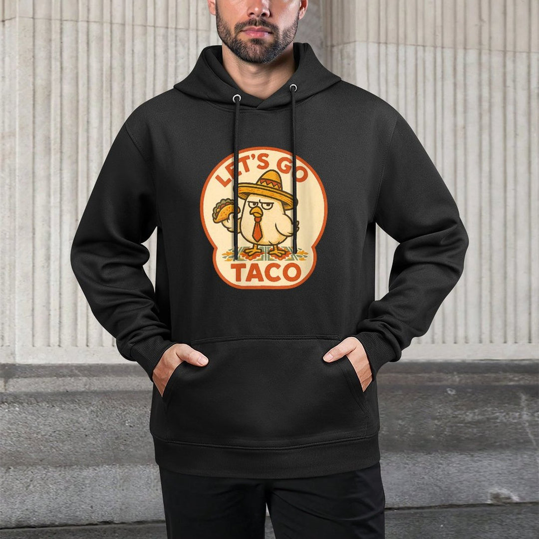 Womens Let’s Go Taco Chicken Humor Sombrero Tie 2025 Funwear Style Relaxed Fit Hoodie
