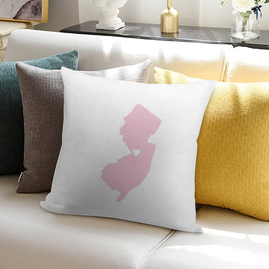 New Jersey Love in Pink Soft Fade-Resistant Throw Pillow