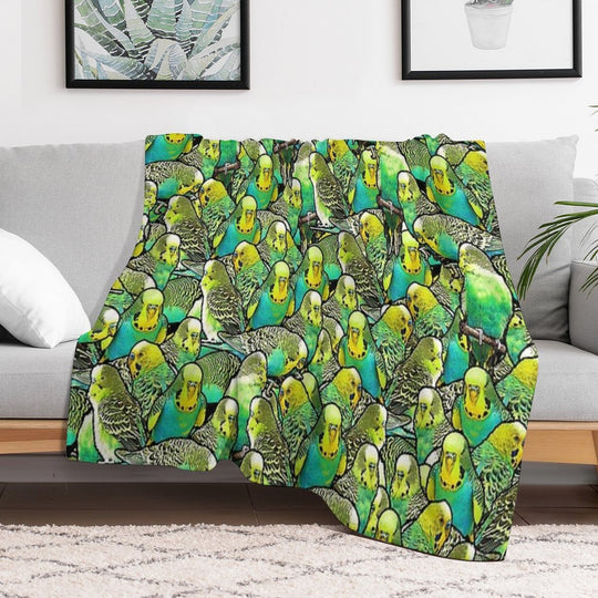 Budgie Pattern Travel-friendly Throw Blanket
