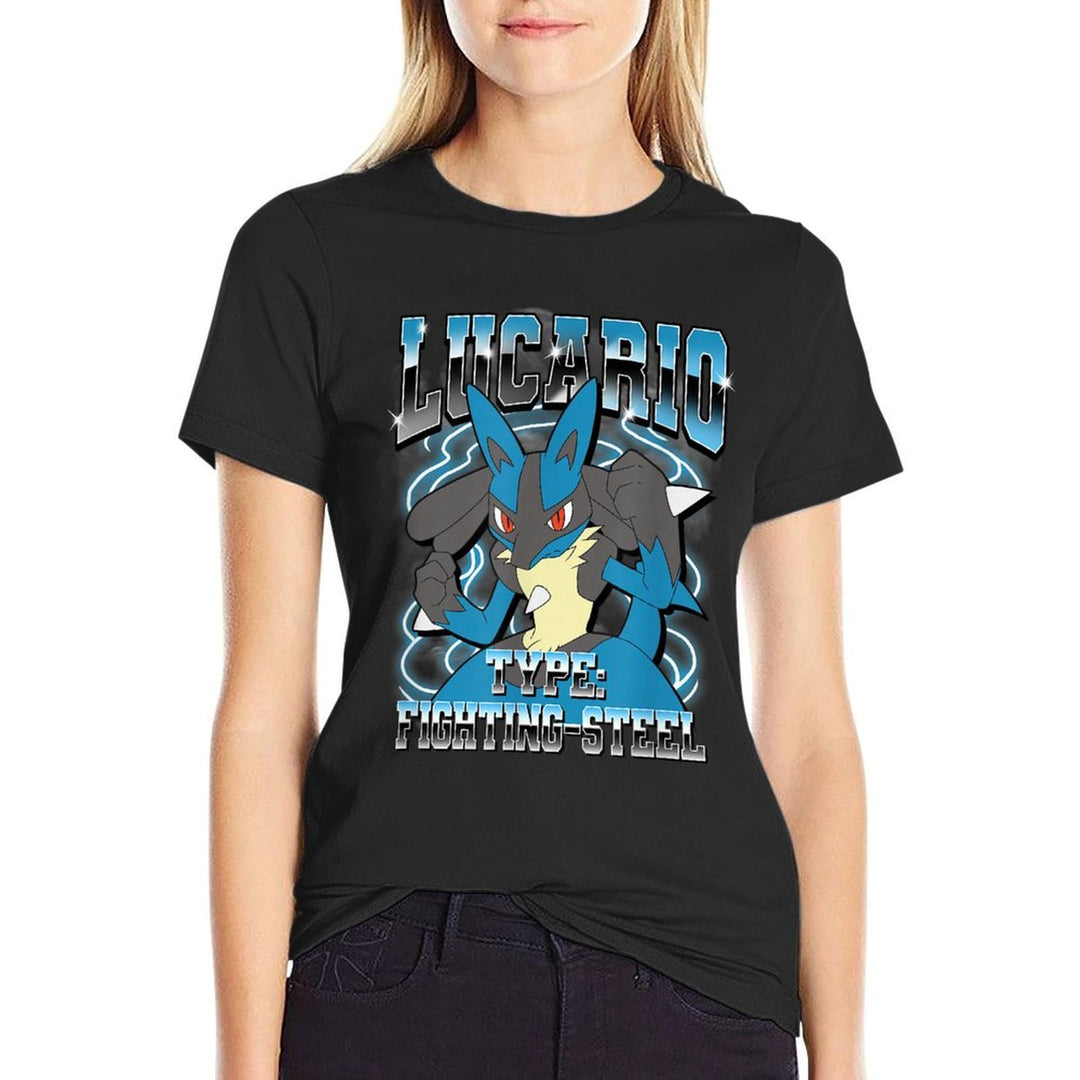Pokémon Lucario Type Fighting-Steel Poster  Ribbed Collar T-Shirt