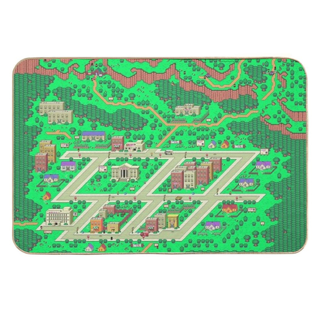 Earthbound Onett Map  Rapid-Drying Bath Mat