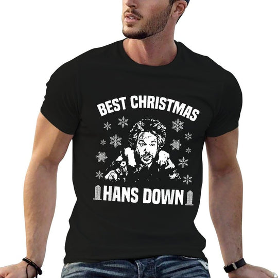 Best Christmas Hans Down Funny Mens Dad Joke Christmas  Oversized Silhouette T-Shirt