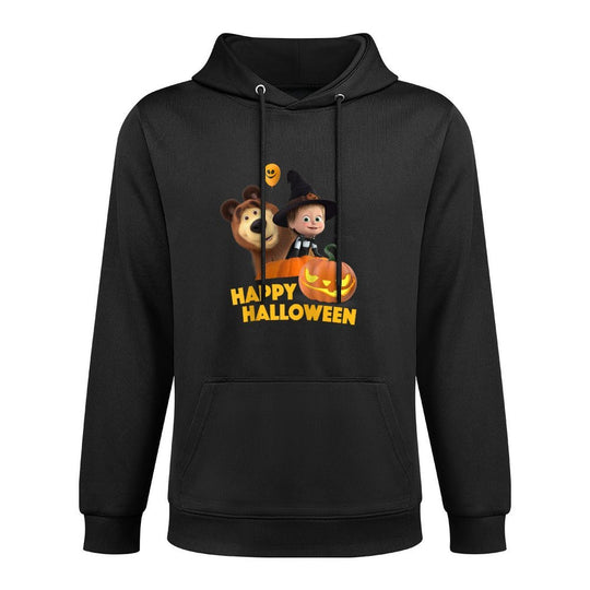 Masha And The Bear. Masha's Twilight Pumpkin Play Raglan Baseball Moisture-Wicking Hoodie