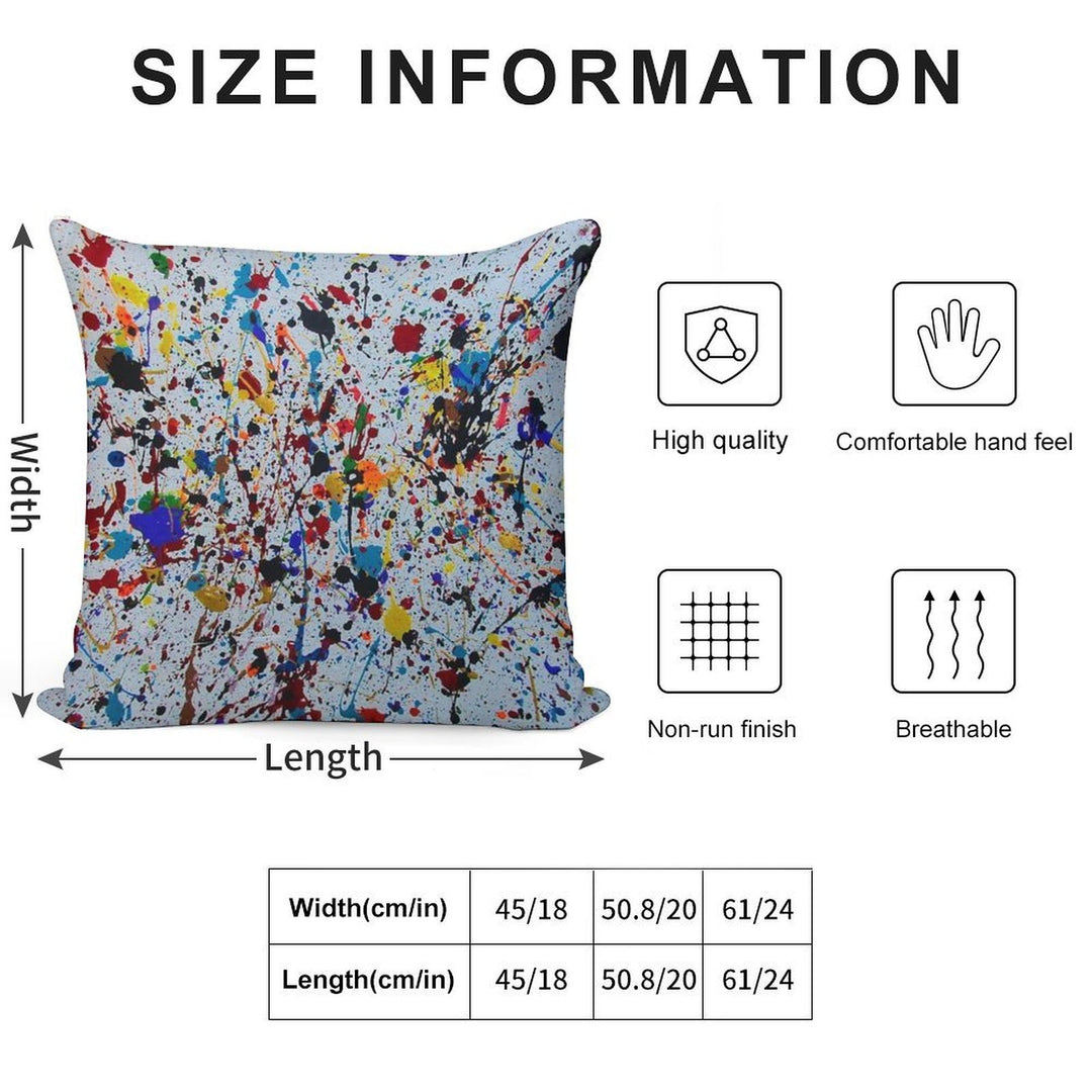 Splatter Paint Soft Hidden Zipper Throw Pillow
