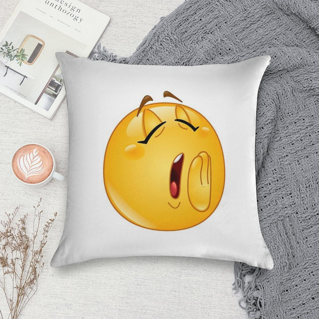 Yawn Female Emoticon Soft Fade-Resistant Throw Pillow