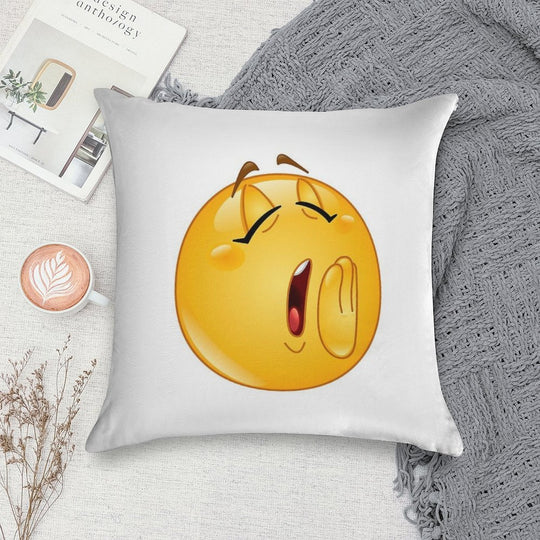 Yawn Female Emoticon Soft Fade-Resistant Throw Pillow