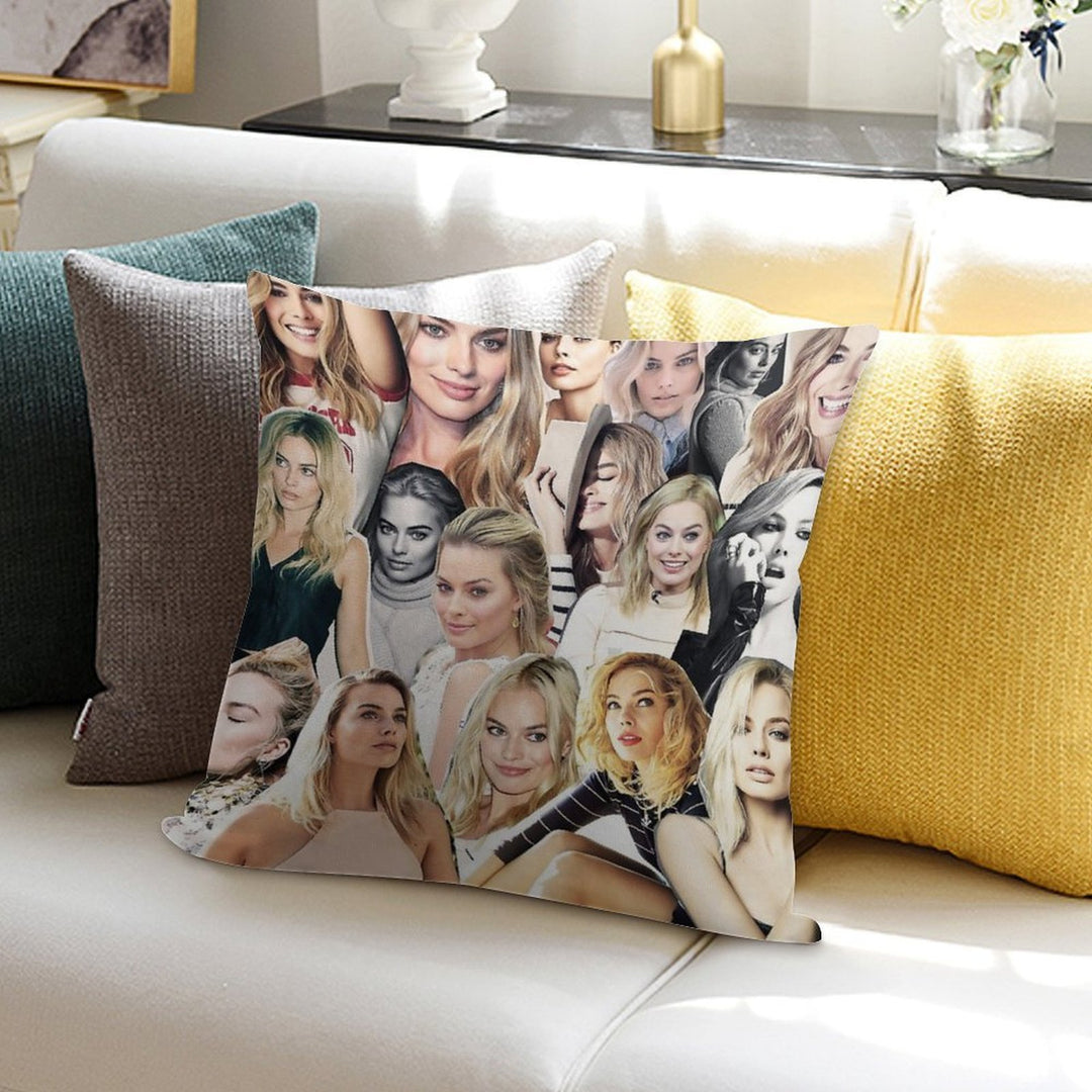 Margot Robbie Collage Soft Easy Maintenance Throw Pillow
