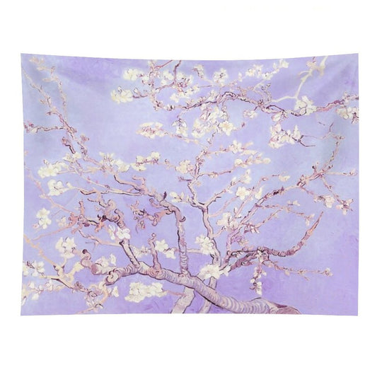Vincent Van Gogh Almond Blossoms Lavender Tapestry