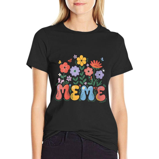 Womens Meme Mothers Day Grandma Wildflower Retro Groovy Floral Meme  Quick-drying T-Shirt