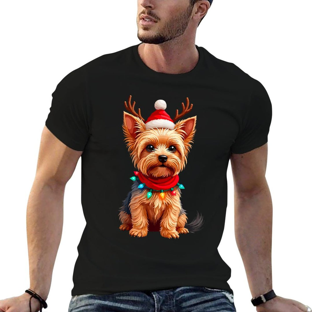 Yorkshire Terrier Santa Reindeer Christmas Yorkie Dog Lover for Men Women Kids  Rolled Sleeves T-Shirt