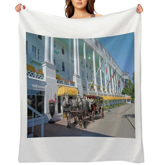 Carriage at The Grand Hotel, Mackinac Island, Michigan Durable Throw Blanket