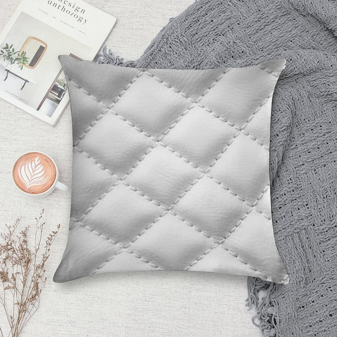Quilted Leather Effect (white) Soft Ultra-Soft Texture Throw Pillow
