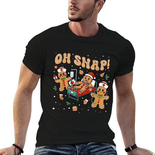 Oh Snap Gingerbread Nurse Funny Nursing Christmas Holiday  Tagless Design T-Shirt