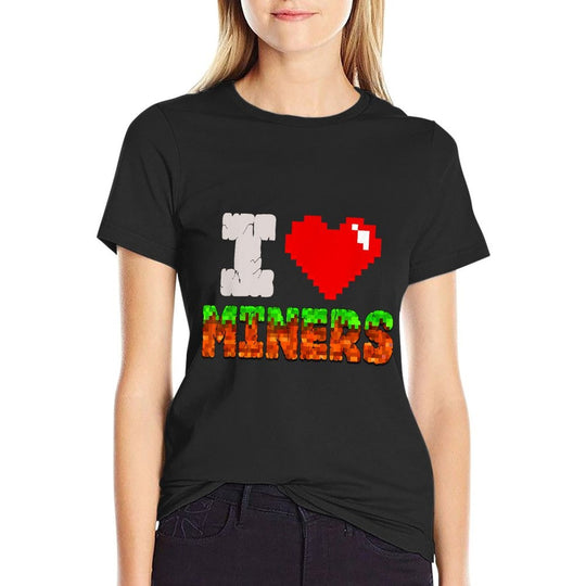 I Love Miners Funny Heart Video Gamer Meme Pixel Game Lover  Lightweight T-Shirt