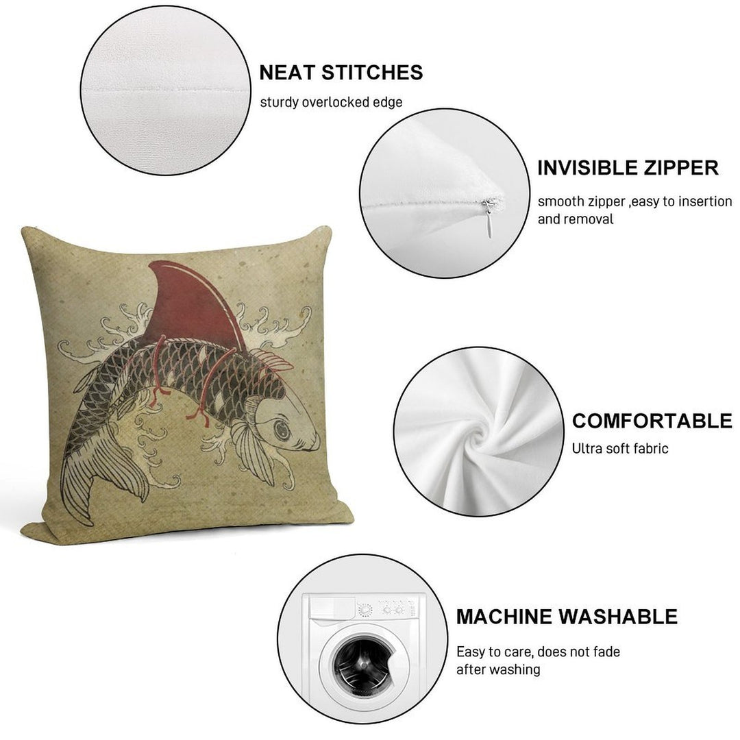 Koi Shark Fin 03 Soft Multiple Sizes Throw Pillow