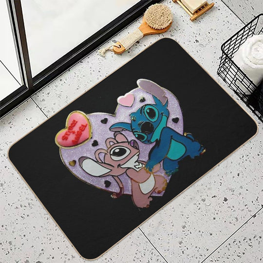 Stitch And Angel in Love  Dirt-Trapping Bath Mat