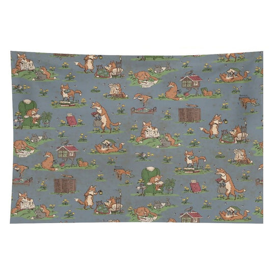 Library Foxes Tapestry