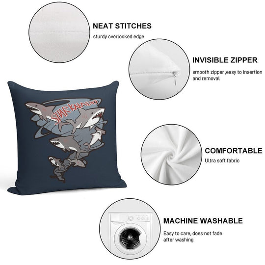 Cute Sharknado Soft Multiple Sizes Throw Pillow