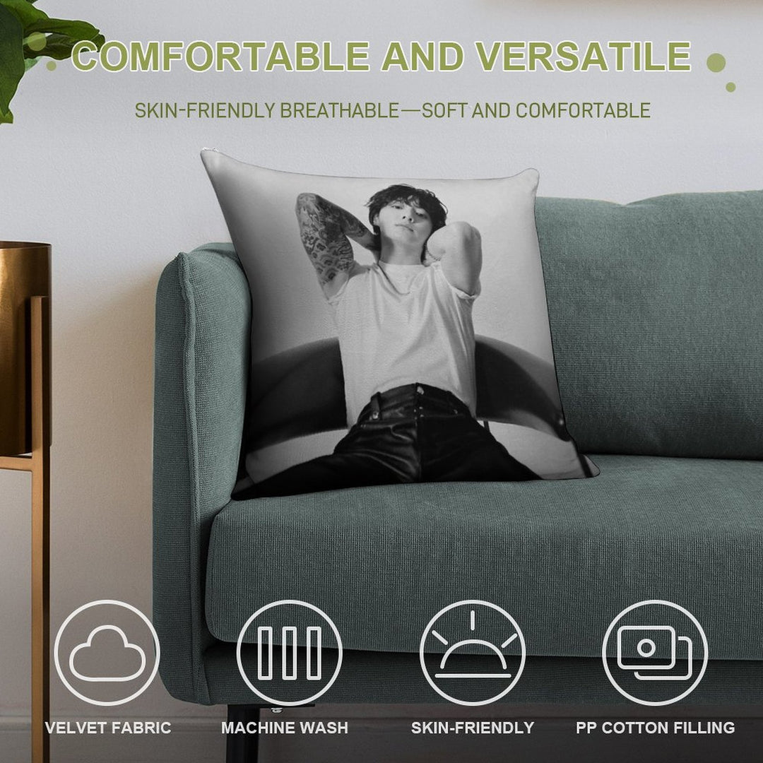Jungkook- Seven Photoshoot Soft Short Plush Fabric Throw Pillow