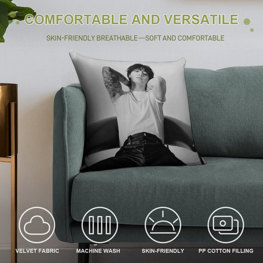 Jungkook- Seven Photoshoot Soft Short Plush Fabric Throw Pillow