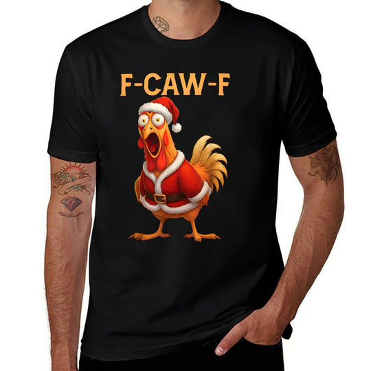 Funny Rooster F-CAW-F Santa Chicken F-CAW-F Christmas  Polyester Blend T-Shirt