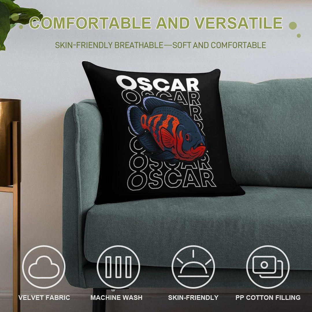 Oscar Fish 80's Monster Fish Keeper Soft Hidden Zipper Throw Pillow