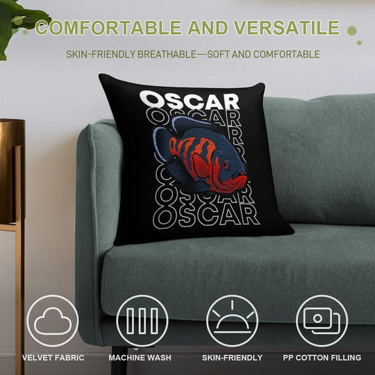 Oscar Fish 80's Monster Fish Keeper Soft Hidden Zipper Throw Pillow