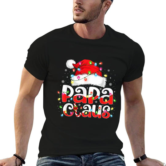 Papa Claus Christmas Lights Pajama Family Matching  Quick-drying T-Shirt