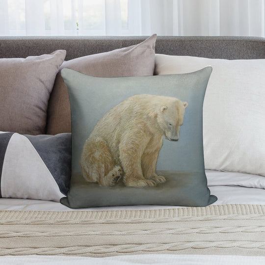 Polar Bear Sitting Soft Luxury Feel Throw Pillow