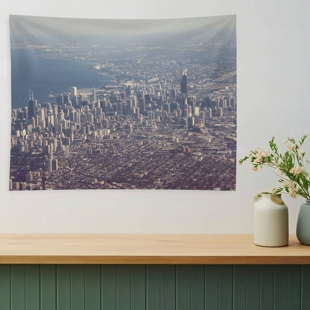 Chicago from The Air Color Photo Tapestry