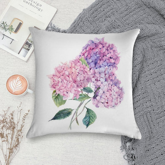Watercolor Branch of Blooming Hydrangeas Soft Style Accent Throw Pillow