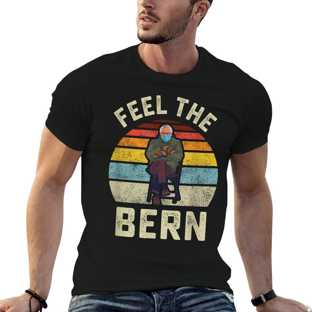 Feel The Bern Bernie Sanders Mittens Vintage Funny Meme  Cotton T-Shirt