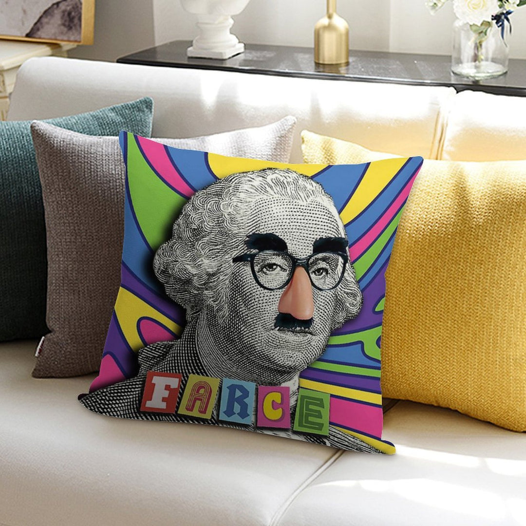 George Farce-ington Soft Shrink-Resistant Throw Pillow