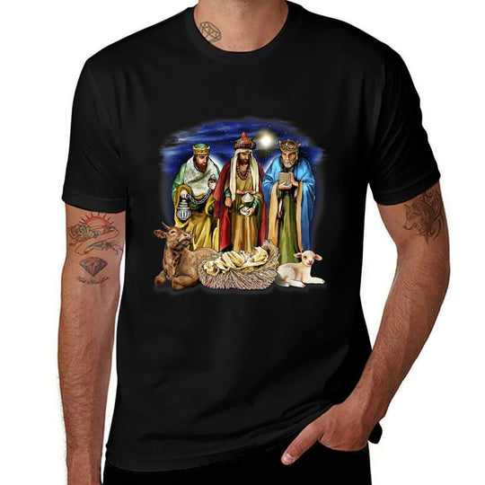 Three Kings Nativity Scene Christmas Story Gift  Lightweight T-Shirt
