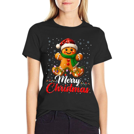 Merry Christmas Gingerbread Xmas Lights Matching Family Kids  Lightweight T-Shirt
