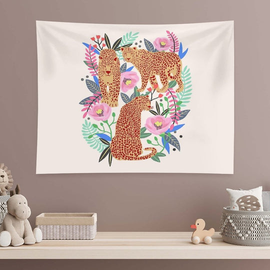 Leopard Idea, Leopard Print, Animal Print, Flower Print Tapestry