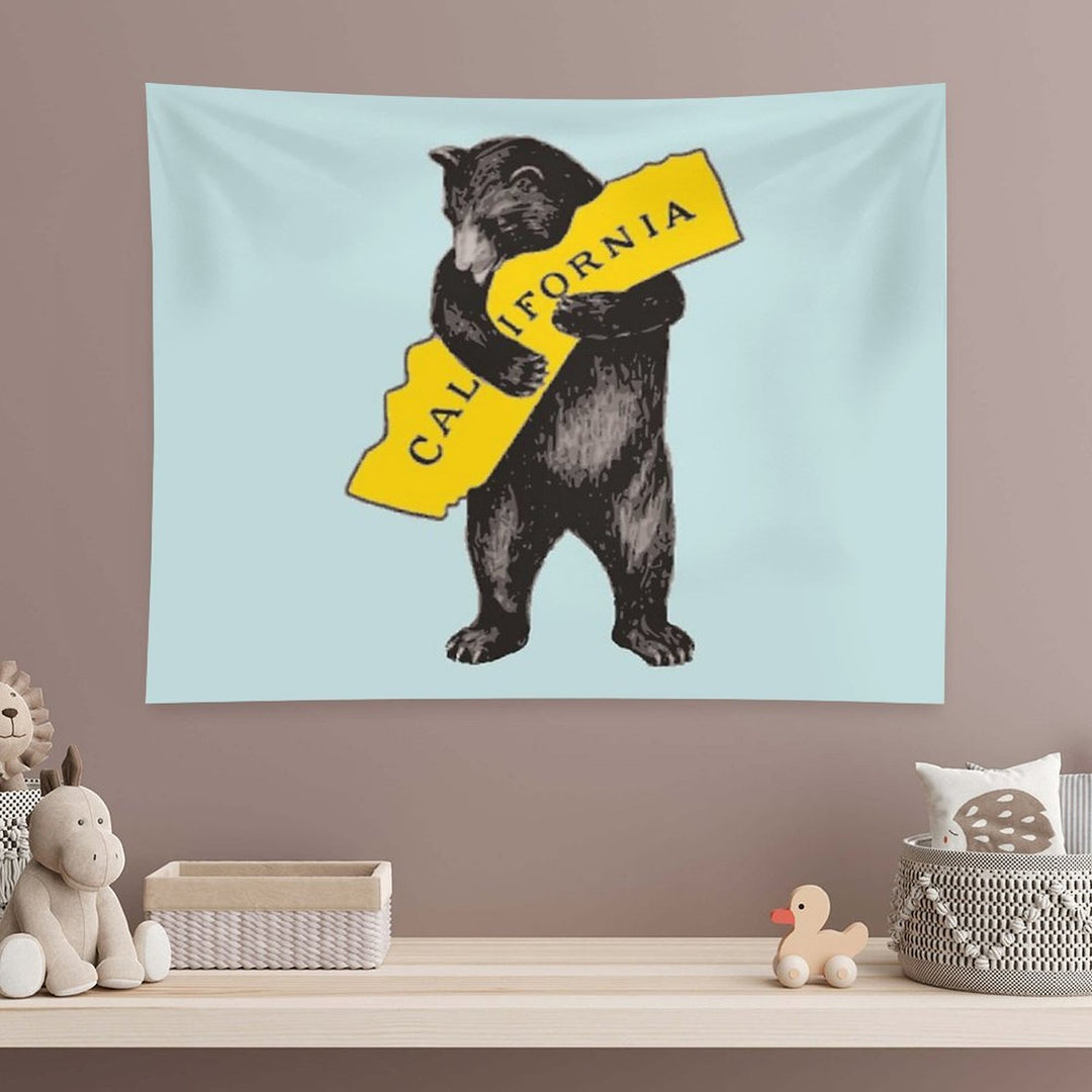 Vintage California Bear Hug Illustration Tapestry