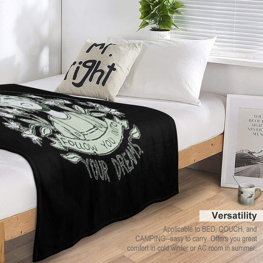 Omori My Thoughts Will Follow You Into Your Dreams Basil Travel-friendly Throw Blanket