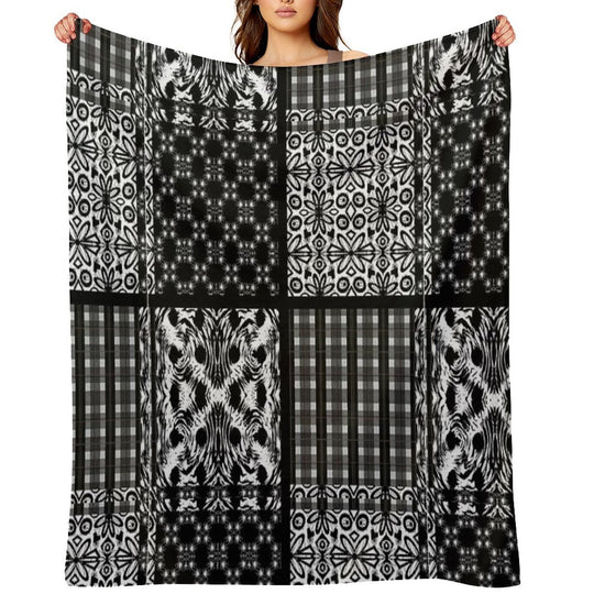 Mixed Black And White Pattern Comfort Throw Blanket