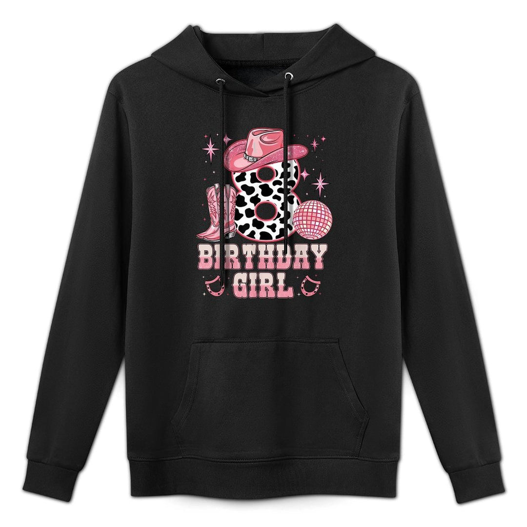 Birthday Girl 8 Year Old 8th Western Cowgirl Cowboy Boots Versatile Streetwear Hoodie