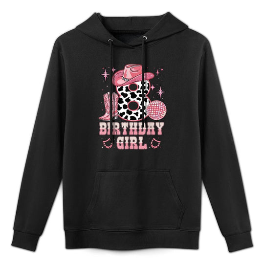 Birthday Girl 8 Year Old 8th Western Cowgirl Cowboy Boots Versatile Streetwear Hoodie