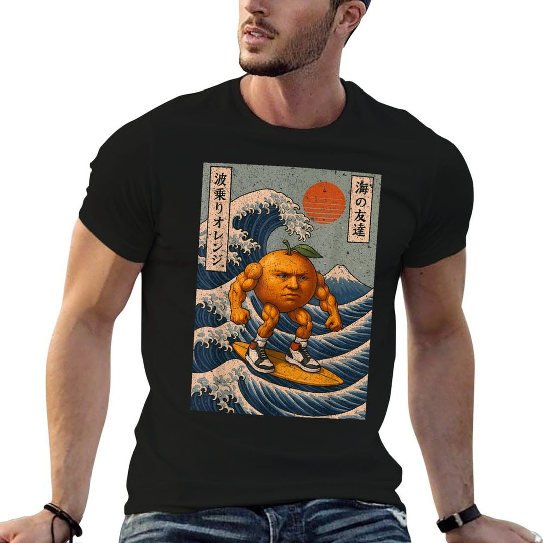 Surfing U Din Din Din Din Dun Wave Retro Japanese Meme  Easy-care T-Shirt