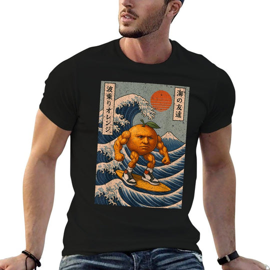 Surfing U Din Din Din Din Dun Wave Retro Japanese Meme  Easy-care T-Shirt